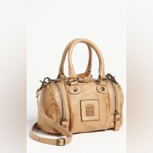 Frye Tan Leather Mini Brooke Speedy Satchel Crossbody Bag